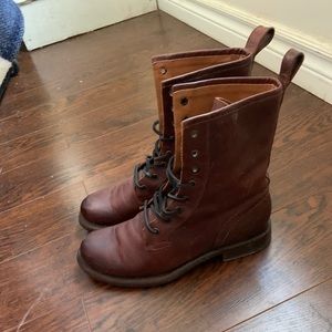 Brown Frye Jenna combat boots, women size 8.